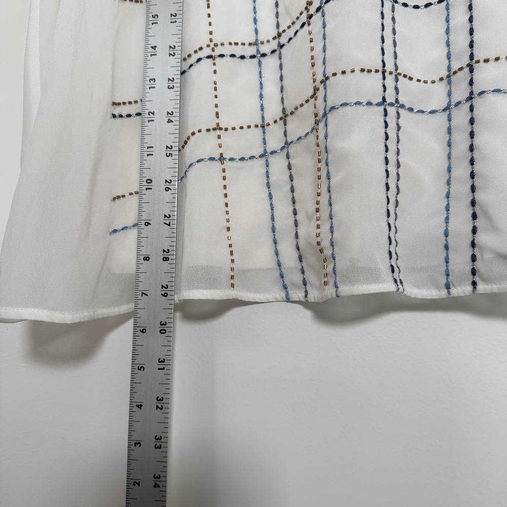 NIC+ZOE Women's 3X White Beaded Sleeveless Chiffon Blouse Top - Picture 10 of 10